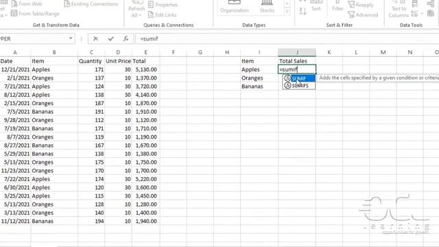 Calculating Total Sales using SUMIF Function смотреть онлайн