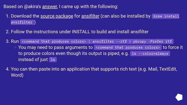 Copy colored output from Mac OS X terminal смотреть онлайн