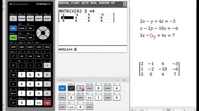 Using the Ti84 Graphing Calculator to solve a Linear System of Equations with 3 variables using RRE смотреть онлайн