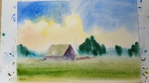 Акварель. Техника по мокрому. Пейзаж. Задание 5.