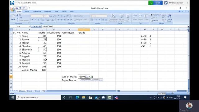 Sum and Average Function in Excel | MS Excel Sum and Average Formula смотреть онлайн