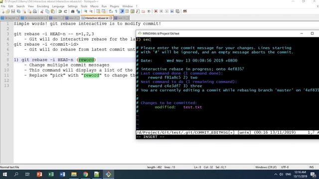 Git Rebase Interactive (reword) смотреть онлайн