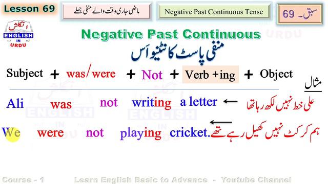 Sentences of Negative Past Continuous Tense Course-1 Lesson-69, منفی پاسٹ کانٹی نیواس ٹینس смотреть онлайн