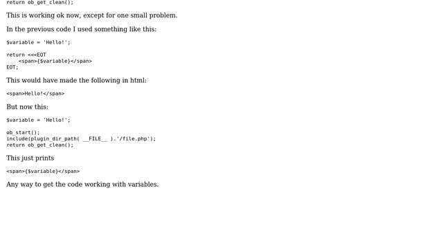 Wordpress: Include content of file into plugin (ob_start();;include;ob_get_clean()) without ＜＜＜EOT смотреть онлайн