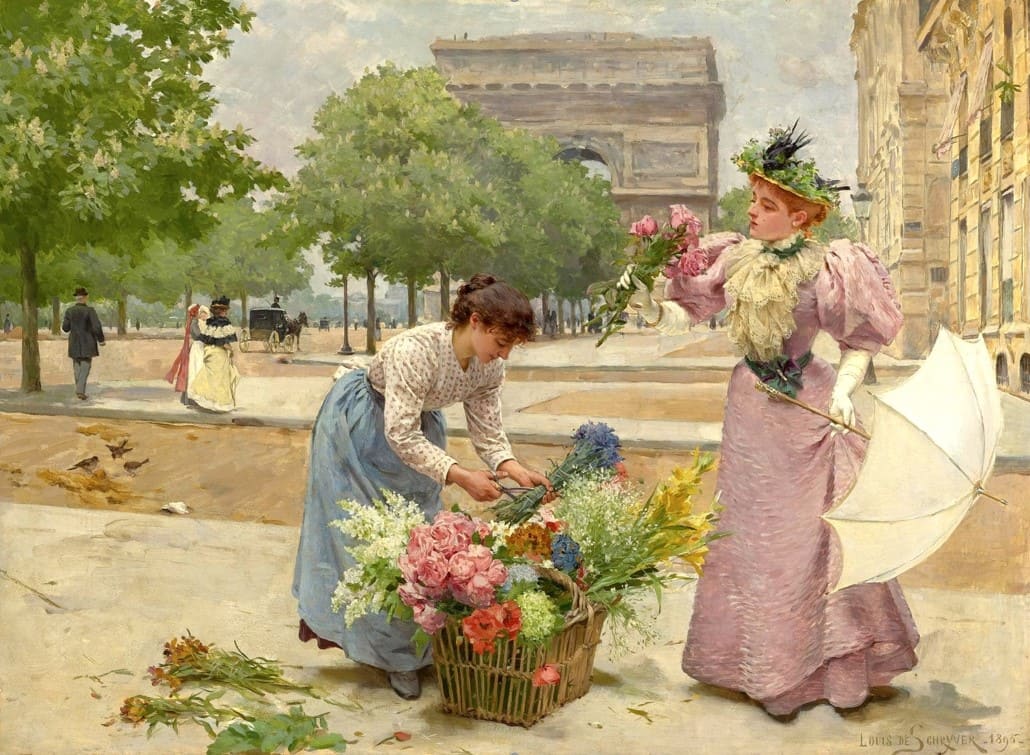 Французский художник Луи Мари де Шривер (Louis Marie de Schryver) (1862 – 1942). Цветочницы Парижа. смотреть онлайн