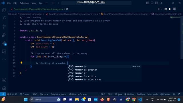 Java program to count number of even and odd elements in an array | Basic DSA | Direct Coding | смотреть онлайн