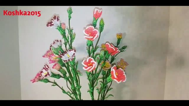 #цветыизбисера ГВОЗДИКА КУСТОВАЯ АНОНС К СП ОТ Koshka2015 - цветы из бисера, бисероплетение смотреть онлайн