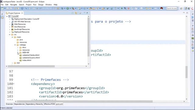 Curso de JSF/Primefaces | pom.xml e web.xml смотреть онлайн