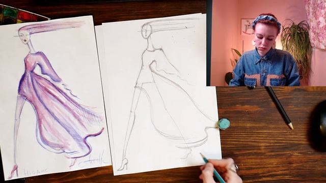 Рисуем вместе Fashion sketch на тему нюанс и контраст I Обучение рисованию I смотреть онлайн