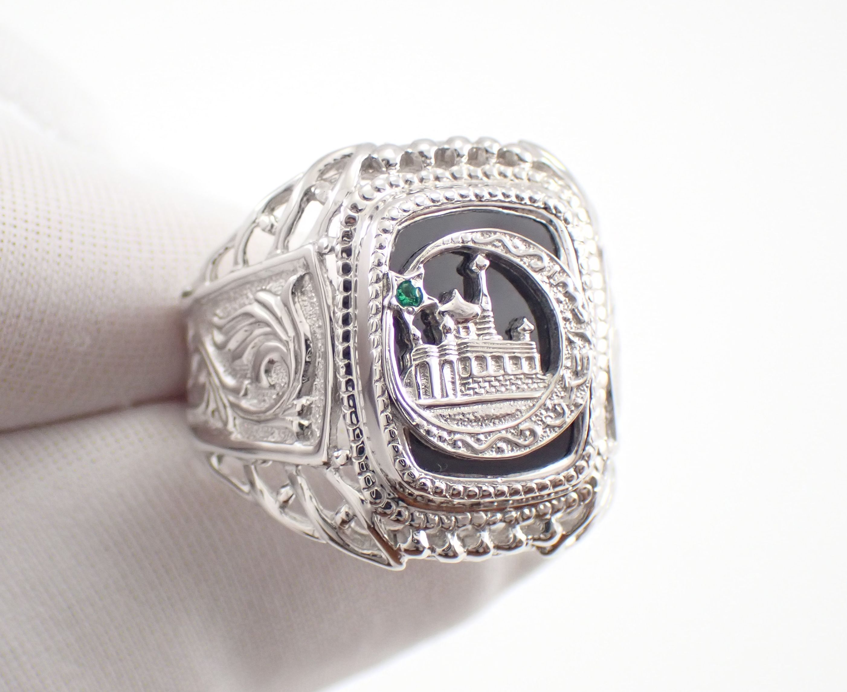 Печатка Мужская Мусульманская с черным фианитом, Артикул КМ-99_19_с, серебро 925 пробы смотреть онлайн