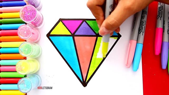 Aprende a dibujar un DIAMANTE DE COLORES con BRILLANTINA | How to Draw a Diamond Glitter of смотреть онлайн