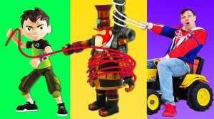 Ben10 против Стима Смита в Городе Строителей! Видео игры для мальчиков. Машинки и игрушки для детей