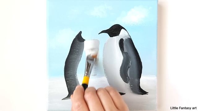 How to Draw Penguins / Acrylic Painting for Beginners смотреть онлайн