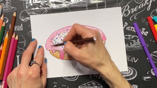 Рисуем пончик и пиццу пошагово. Рисуем вкусняшки. Рисуем с детьми. Рисуем просто. смотреть онлайн