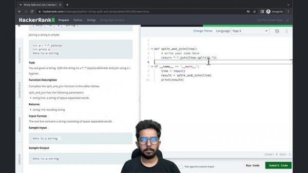 HackerRank String Split and Join Python Solution Tutorial