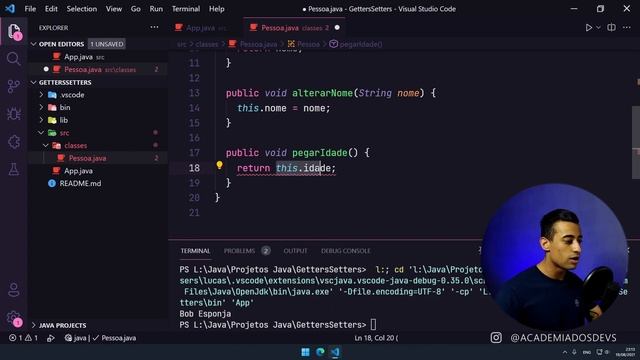 Métodos Getters e Setters no Java (Get e Set) - Curso Java POO Aula #6 смотреть онлайн