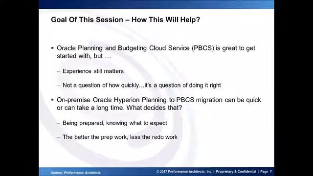 'Moving from Oracle Hyperion Planning to Oracle PBCS' Webinar Snippet смотреть онлайн