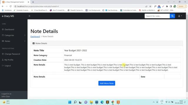 e-Diary Management System using PHP and MySQL | PHPGurukul смотреть онлайн