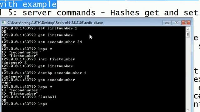 Redis Tutorial 4:flushall, flushdb, keys, incr, decrby select database syntax with example смотреть онлайн