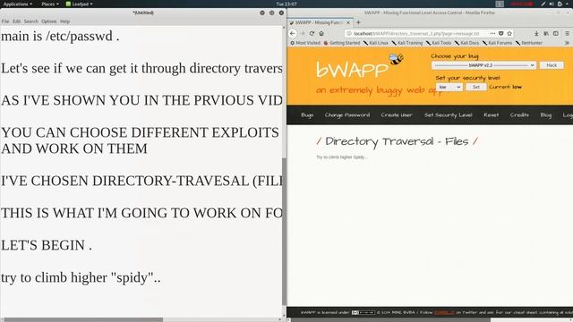 Directory Traversal On Vulnerable Site (bWAPP)