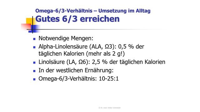 Omega-3/6-Verhältnis – Umsetzung Im Alltag. Ausschnitt Aus Vortrag Zum Omega-3 Online-Kongress 2020