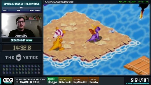 Spyro: Attack of the Rhynocs by Breadghost in 20:41 - AGDQ 2022 Online смотреть онлайн