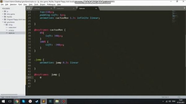 Игра Google Dino (динозаврик) на чистом html5, css и JavaScript [Таймлапс]
