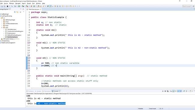 Java Tutorial 8- static keyword |SOP statement смотреть онлайн