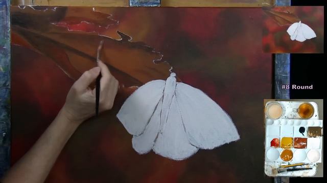 Learn How to Draw and Paint with Acrylics BUTTERFLY AUTUMN LEAF - Paint and Sip at Home Tutorial смотреть онлайн
