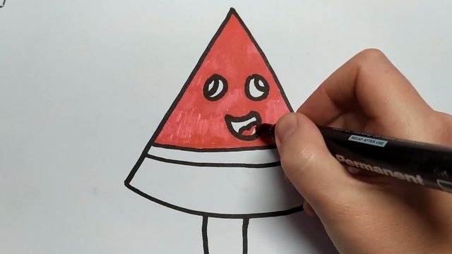 Арбуз/Рисуем сладкий арбуз на палочке/Сладости для детей/Раскраски малышам смотреть онлайн