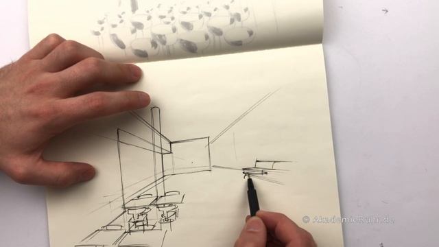 Innenarchitektur Skizze in 1-Punkt-Perspektive zeichnen. Räume einfach perspektivisch zeichnen смотреть онлайн