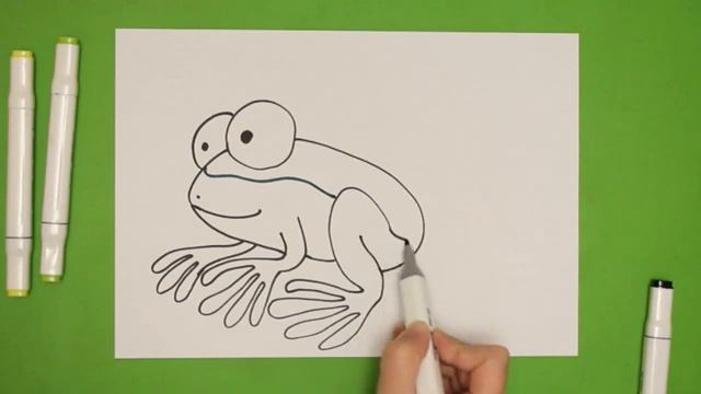 Как нарисовать простую мультяшную лягушку маркерами. Рисование шаг за шагом для детей смотреть онлайн