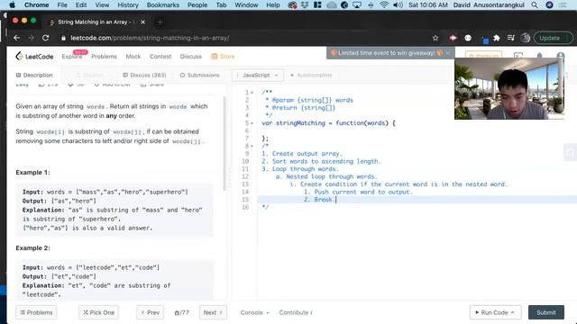 How to Solve "1408 String Matching in an Array" on LeetCode? - Javascript смотреть онлайн