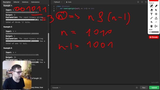 Bitwise Secrets: LeetCode 191. Number of 1 Bits | Live-Coding with vanAmsen смотреть онлайн