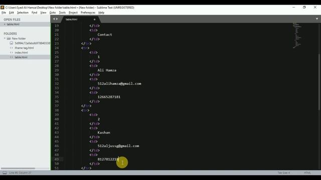 How to create Tables in HTML in||Hindi html tr and td tags. смотреть онлайн