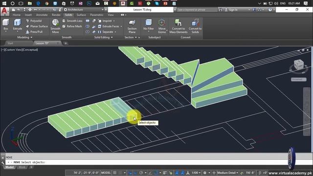 How to make 3d stair in Autocad | 3D stair | L-type 3D stair | 3D House modeling | Lesson 72 смотреть онлайн