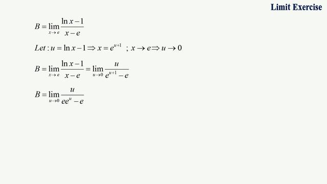 limit x to e of (lnx - 1) / (x-e) смотреть онлайн