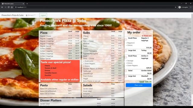 Project 3 CS50W Web Programming with Python and Javascript...PIZZA!!! смотреть онлайн