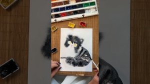 Урок рисования для детей. Нарисуем котика Акварелью по-сырому