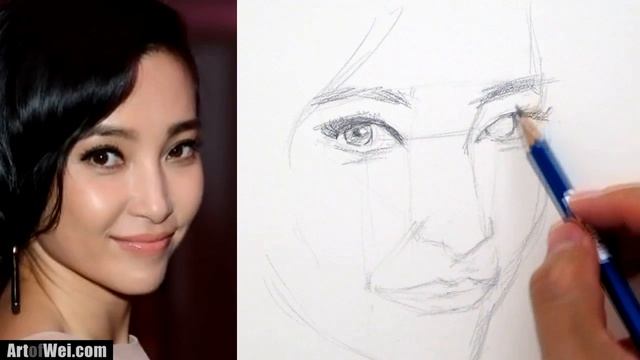 How to Draw a Pretty Face with Pencil - Li Bing Bing смотреть онлайн