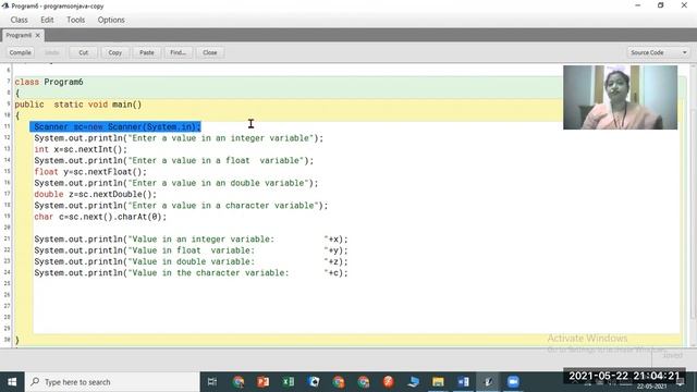 JAVA Program Using Scanner Class Function to take input. смотреть онлайн