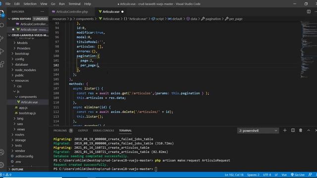 Crud en Laravel 8 con Vuejs parte 02 - validación y paginación смотреть онлайн