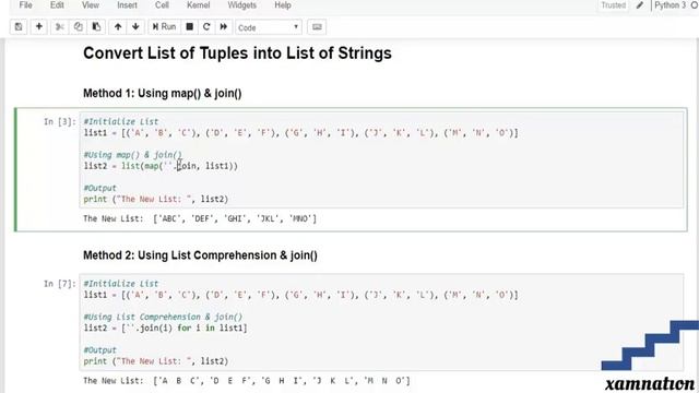 How to convert list of tuples to list of strings-using map()&join() смотреть онлайн