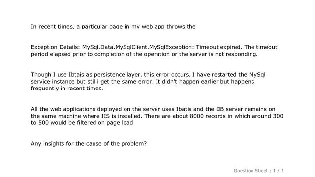 MySQL : MySql.Data.MySqlClient.MySqlException: Timeout expired смотреть онлайн