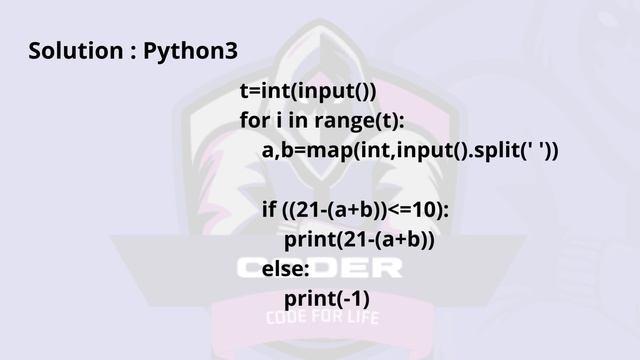 Blackjack Problem Code: BLACKJACK | CodeChef Solution | Python3 смотреть онлайн