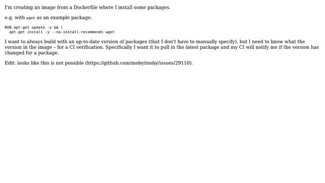 Is there a way to determine what version of a package is installed for a docker image? смотреть онлайн