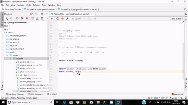 PostgreSQL Tutorial 9 | Where Clause смотреть онлайн