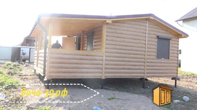 Модульный домик 7,00*7,35 с высокой крышей и верандой