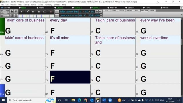 Taking care of Business (in the style of Bachman-Turner Overdrive) Band-in-a-Box backing track смотреть онлайн