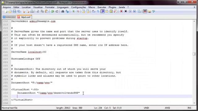#03 - WampServer 2.5 - Config Virtual Host, httpd.conf Servidor Apache - Curso Loja Virtual - PHP смотреть онлайн
